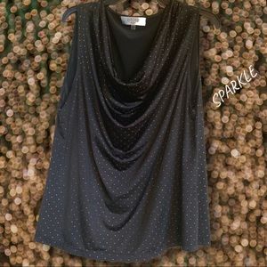 Kasper Top.  Black with Gold dots.